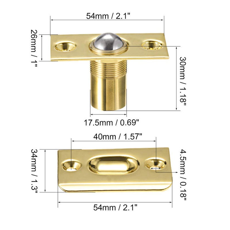 SAISN Ball Catch Door Hardware Closet Door Ball Latch Adjustable Spring Cabinet Latch French Door Catches Pack of 2 (Gold) - Image 2